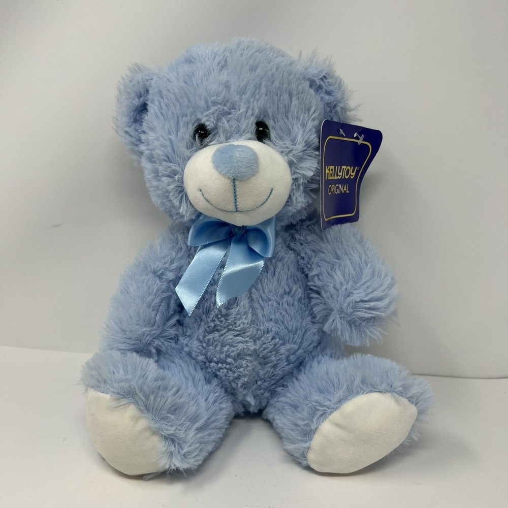 Kellytoy Original Blue Teddy Bear Plush 10" Soft Stuffed Animal Toy 2020 Bow Tie - Picture 9 of 14